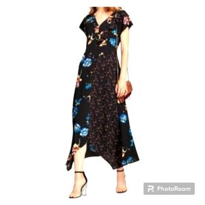 Xhilaration Black Floral Mixed Maxi Dress
